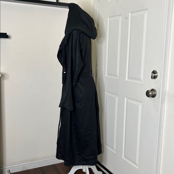 Eileen Fisher Women's Organic Linen Trench Coat Black L Lagenlook Quiet Luxury - Picture 6 of 16